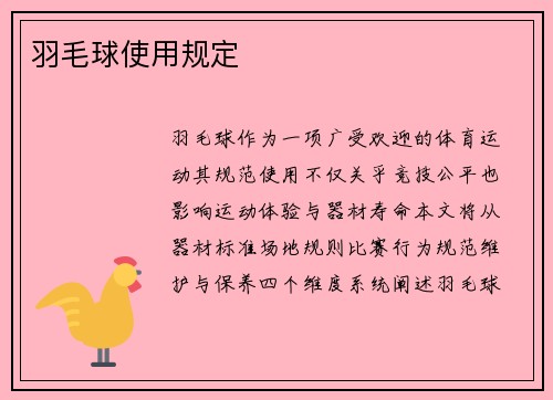 羽毛球使用规定