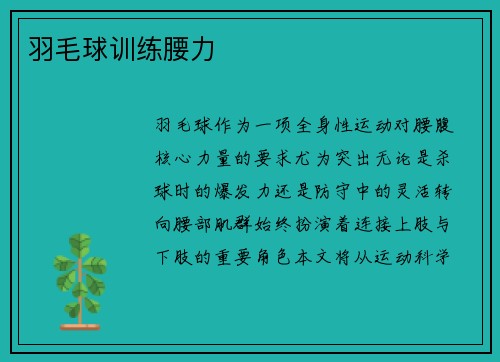 羽毛球训练腰力