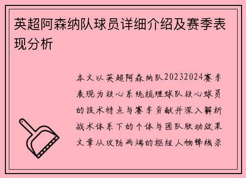 英超阿森纳队球员详细介绍及赛季表现分析